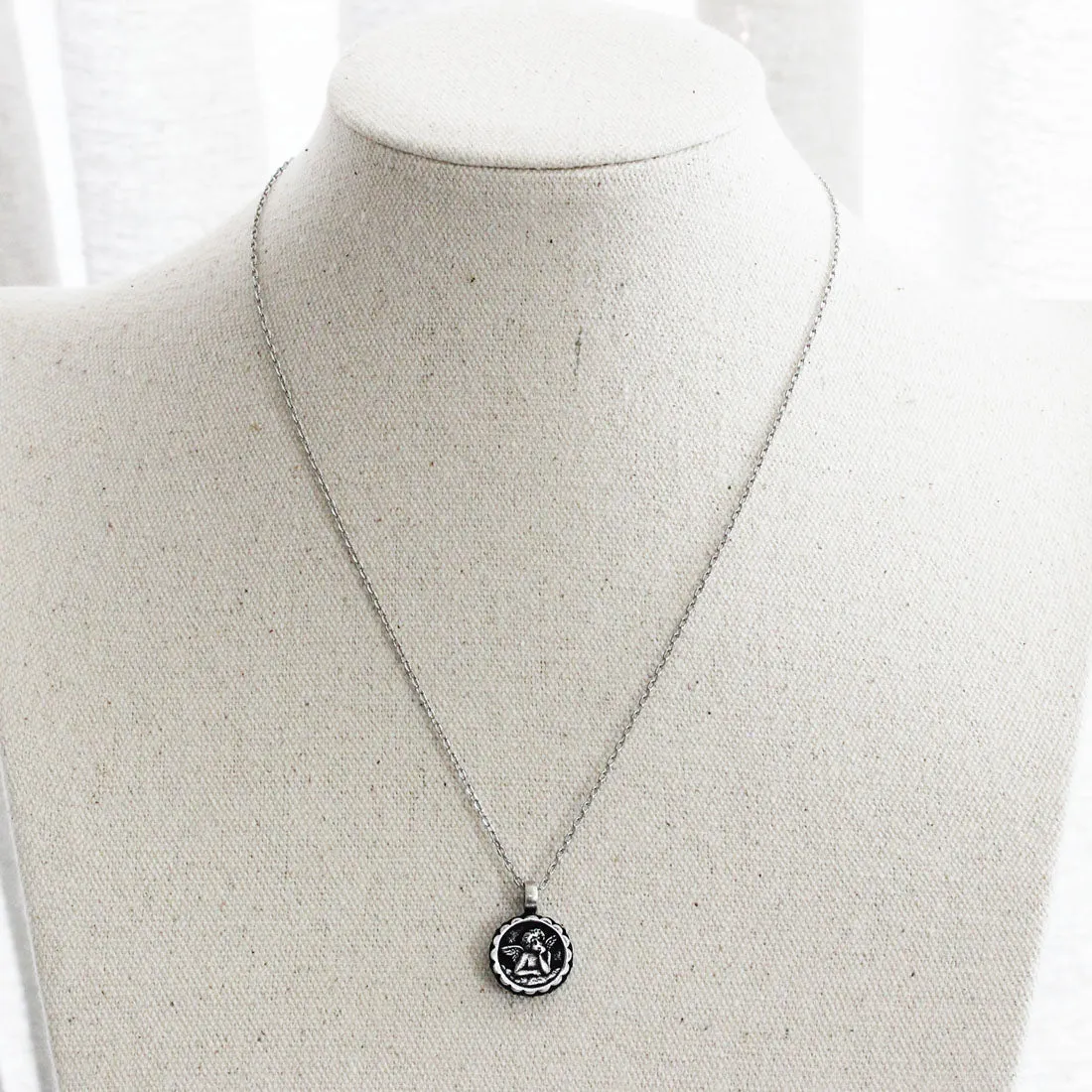 Mariana "Moon Drops" Guardian Angel Silver Plated Pendant Crystal Necklace, 5212 216-3