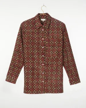 Mitra Top Kora Geometric Print Madder