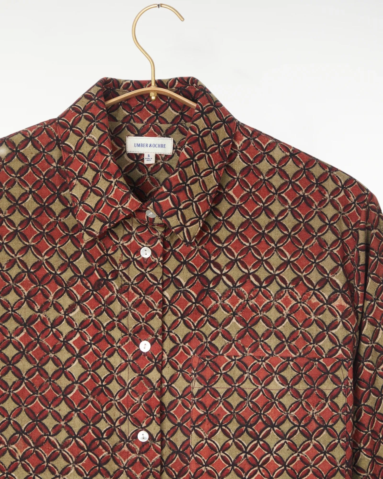 Mitra Top Kora Geometric Print Madder