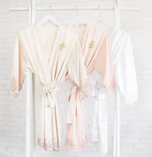 Monogram Satin Lace Robe