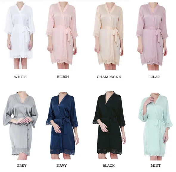 Monogram Satin Lace Robe