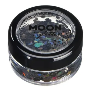 Moon Glitter Holographic Glitter Shapes, Black