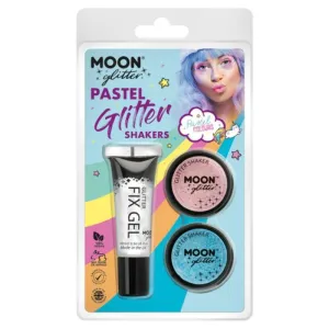 Moon Glitter Pastel Glitter Shakers, Baby Pink, Baby Blue