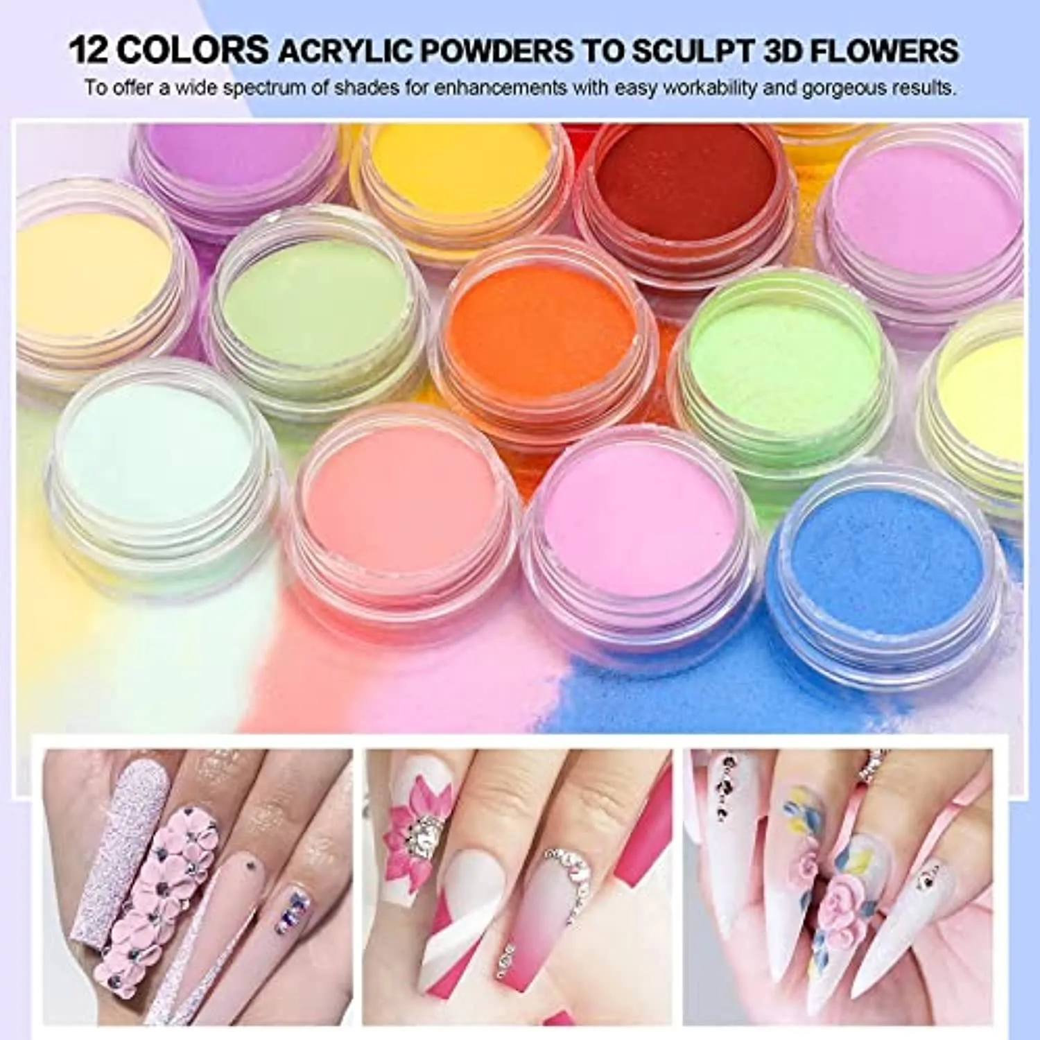 Morovan Acrylic Nail Kit - Glitter Acrylic Powder Monomer Liquid Set Professional Acrylic Powder Set with Everything Supplies Acrylic Brushes Nail Tips Nail Art Decoration Tools DIY Nail Extension