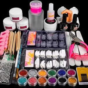 Morovan Acrylic Nail Kit with 12 Glitter Powder and Liquid Set - Professional Acrylic Nail Powder French Nail Tips, Practice Hand for Acrylic Nails Brushes Nail Art Tools Decoration DIY Nail Kit