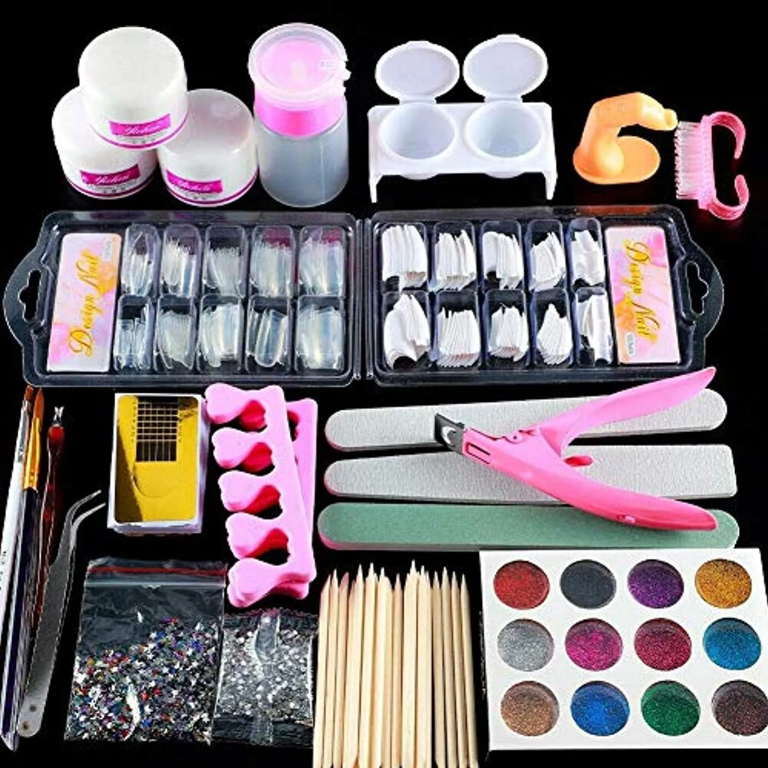 Morovan Acrylic Nail Kit with 12 Glitter Powder and Liquid Set - Professional Acrylic Nail Powder French Nail Tips, Practice Hand for Acrylic Nails Brushes Nail Art Tools Decoration DIY Nail Kit
