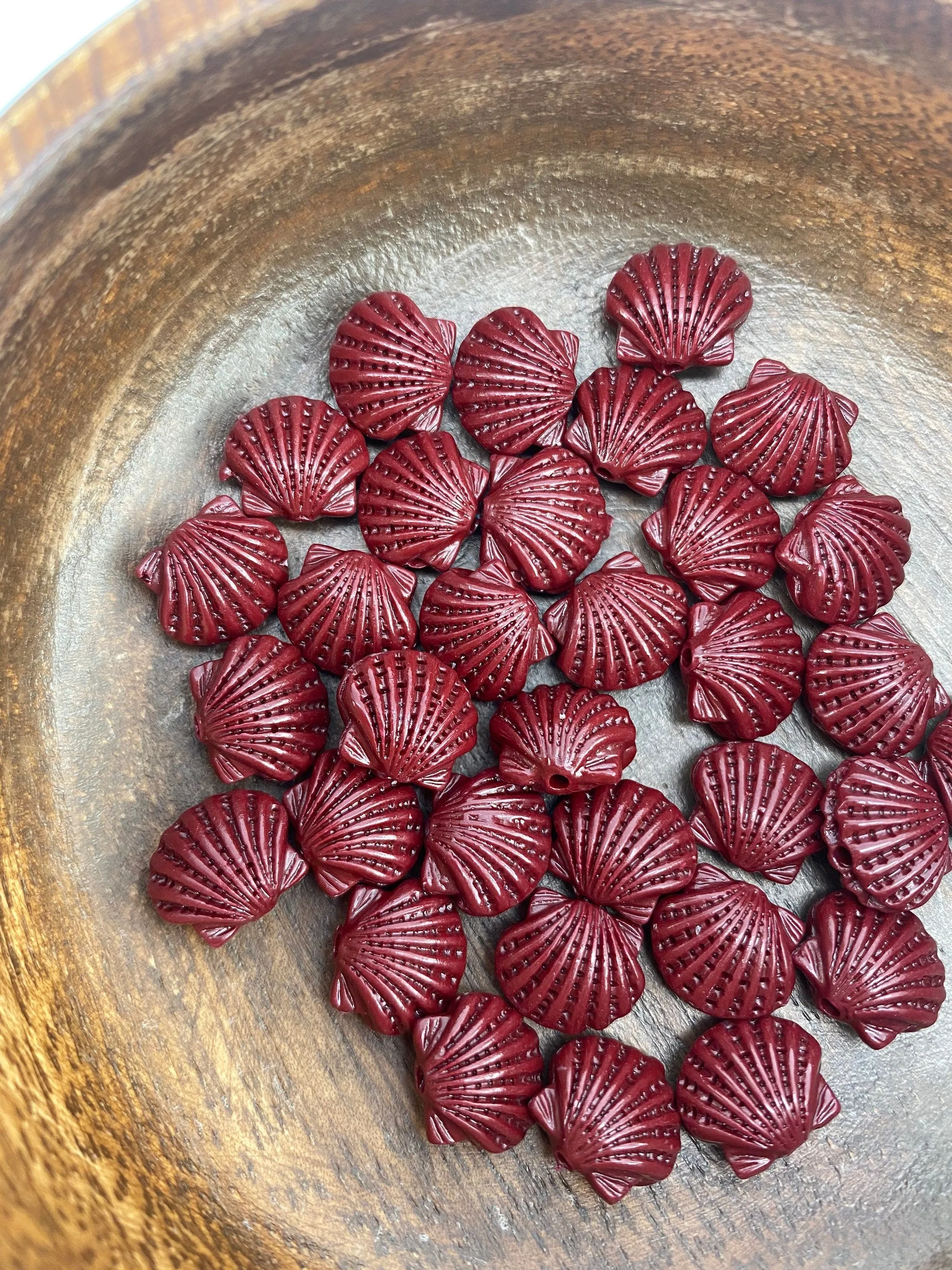 Mother Of Pearl Maroon Beads, Sku#M677