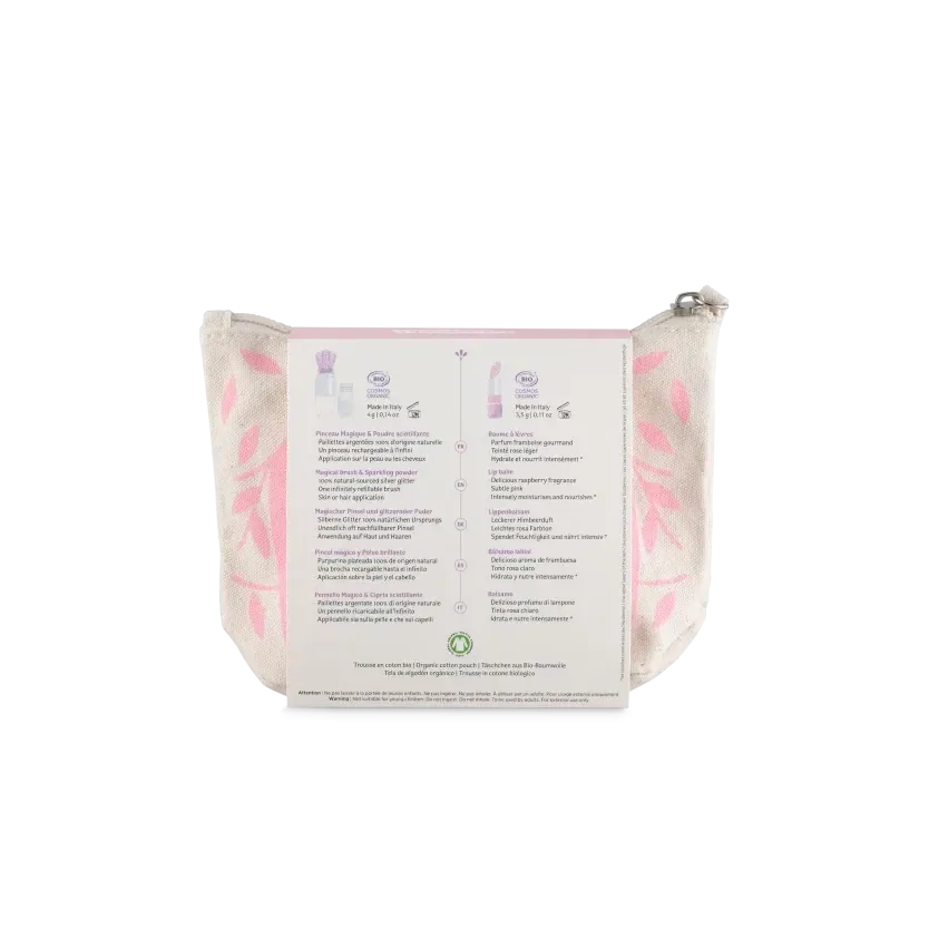 Namaki - Pink Sparkling Fox pouch - organic make-up for kids gift set