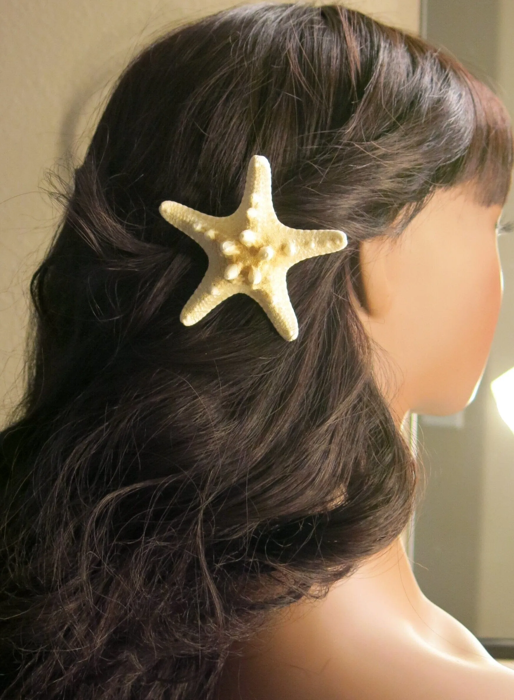 Natural Starfish 2 PC Alligator Hairclip Set, Tropical Wedding Starfish Hairpiece, Hawaii Seashell Star Hairclips, Mermaid Cosplay Headpiece
