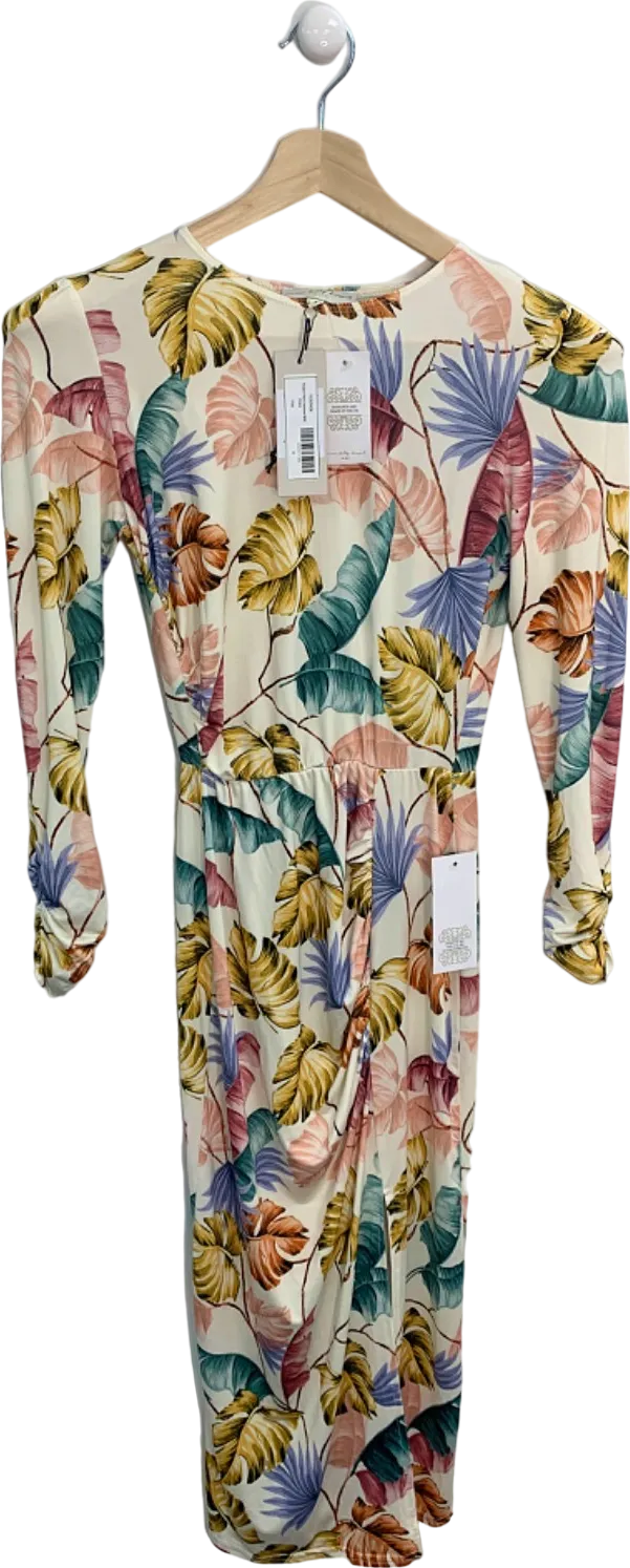 Never Fully Dressed Multicoloured Pastel Palm Hartowe Midi Dress UK 6