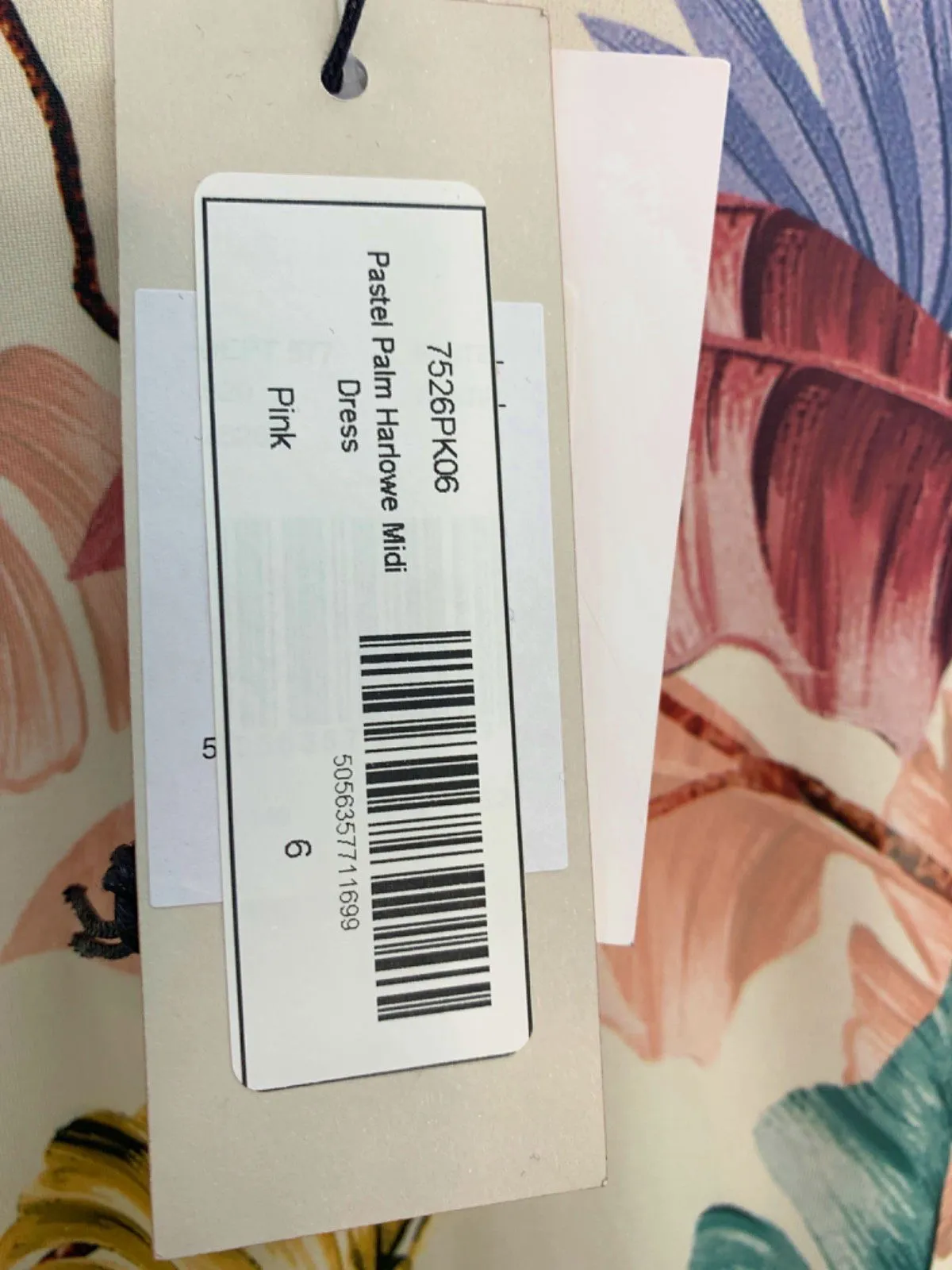 Never Fully Dressed Multicoloured Pastel Palm Hartowe Midi Dress UK 6