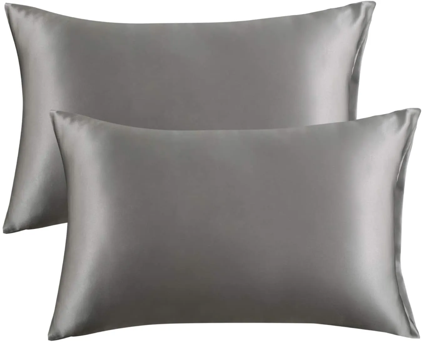 New Luxurious Satin Pillow Cases 2 Pack- Dark Grey Pillowcase for Hair and Skin Queen 20x30 Inches Satin Pillow Covers with Envelope Closure, Dark Grey