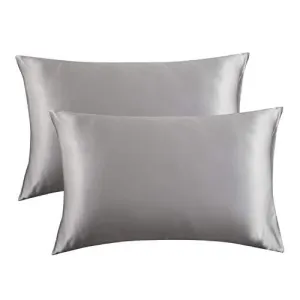 New Luxurious Satin Pillow Cases 2 Pack- Silver Grey Pillowcase for Hair and Skin Queen 20x30 Inches Satin Pillow Covers with Envelope Closure, Silver Grey