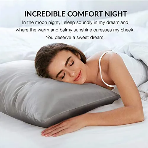New Luxurious Satin Pillow Cases 2 Pack- Silver Grey Pillowcase for Hair and Skin Queen 20x30 Inches Satin Pillow Covers with Envelope Closure, Silver Grey