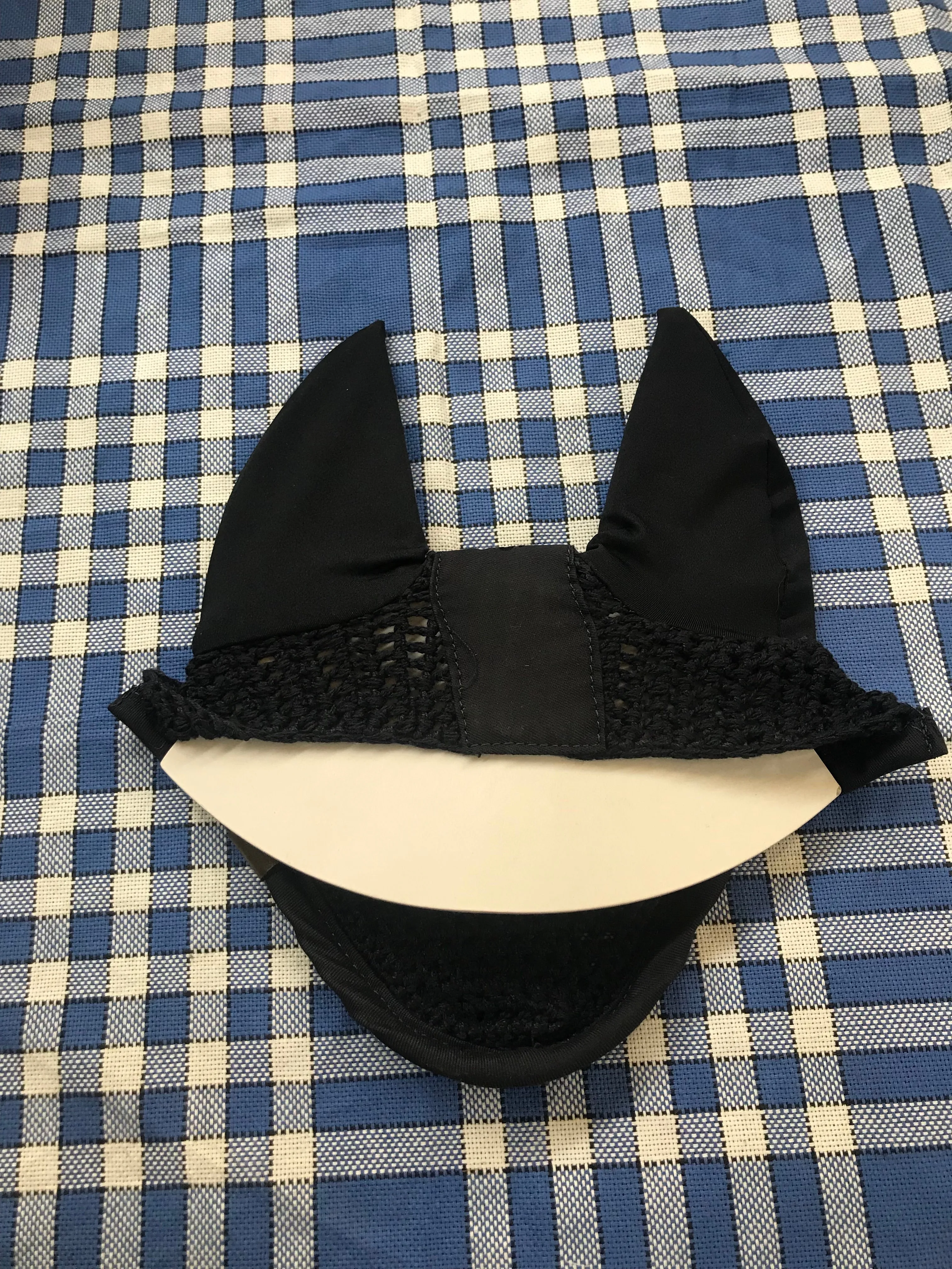 New QHP Fly veil / bonnet navy with brown leather detailing FREE POSTAGE*