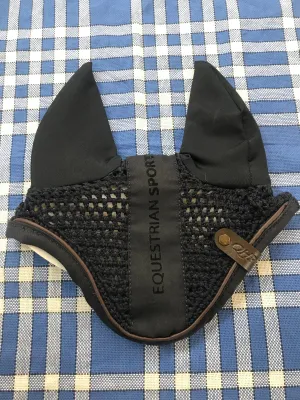 New QHP Fly veil / bonnet navy with brown leather detailing FREE POSTAGE*