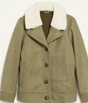 New Retails $79 OLD NAVY Soft-Brushed Sherpa-Trim Jacket for Women In Satin Moss Sz 3XL