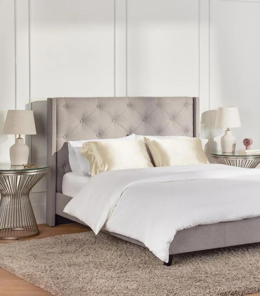 NEW Silky Satin Pillowcases, set of 2! Hypoallergenic, Ivory Beige, KING