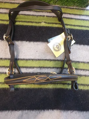 NEW WITH TAGS Brown Heritage leather In hand bridle with brass fittings FREE POSTAGE 🟢