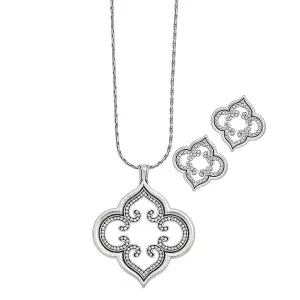 Open Victorian Ornament Silver Necklace Set