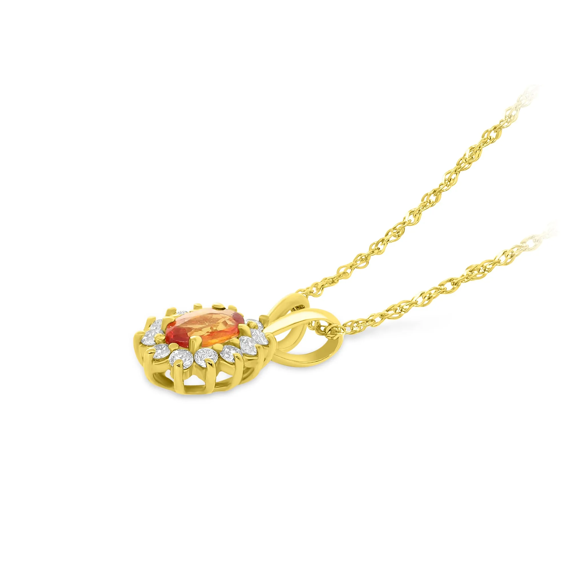 Orange Sapphire Flower Shaped Pendant - .84 Carat