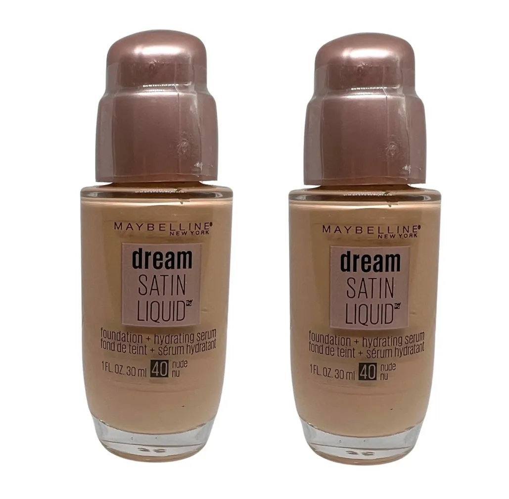 Pack of 2 Maybelline New York Dream Satin Liquid Foundation   Hydrating Serum, Nude 40