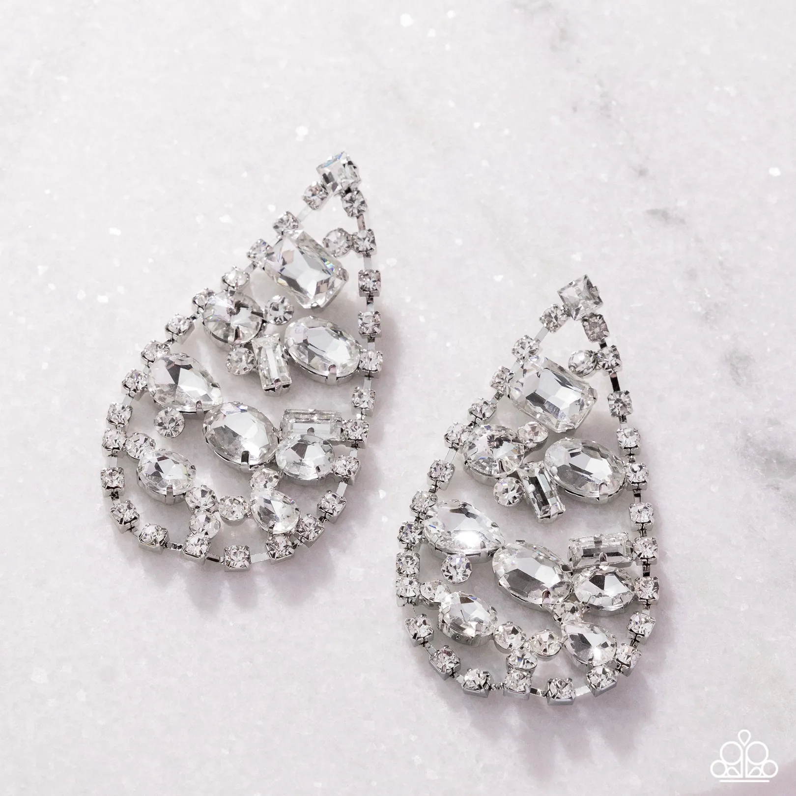 Paparazzi Giant Glitter - White Earrings (2025 EmpowerMe Pink)