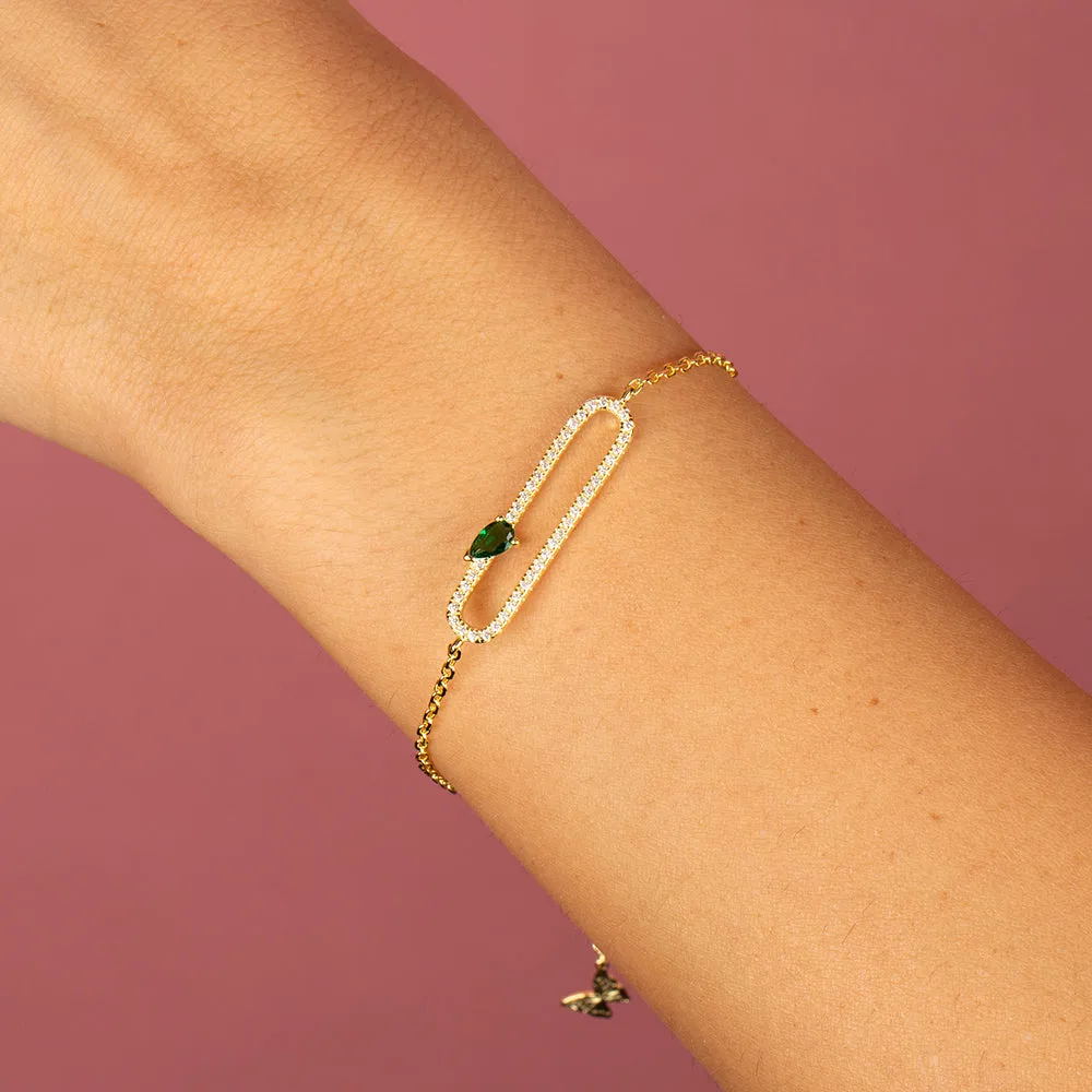 Pavé X Colored Teardrop Pendant Bracelet