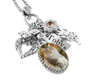 Personalized Cat Memorial Photo Necklace