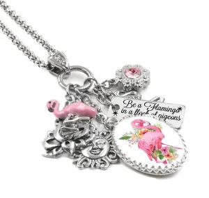 Pink Flamingo Charm Necklace