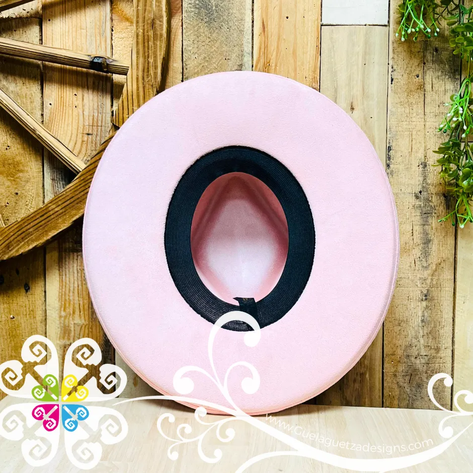 Pink Rhombus Mitla Velvet Hat - Hand Painted Hat