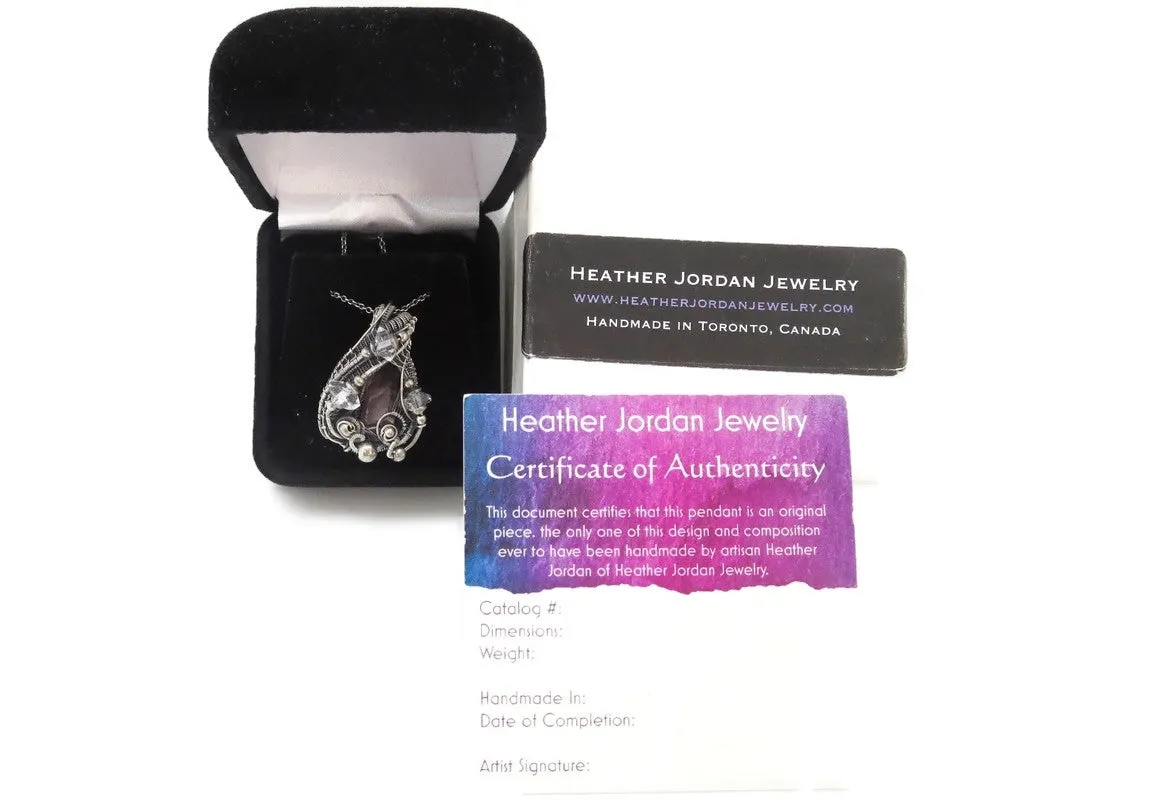 Pink Rubellite Tourmaline Crystal Pendant with Herkimer Diamonds
