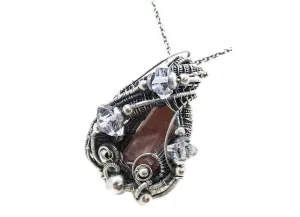 Pink Rubellite Tourmaline Crystal Pendant with Herkimer Diamonds