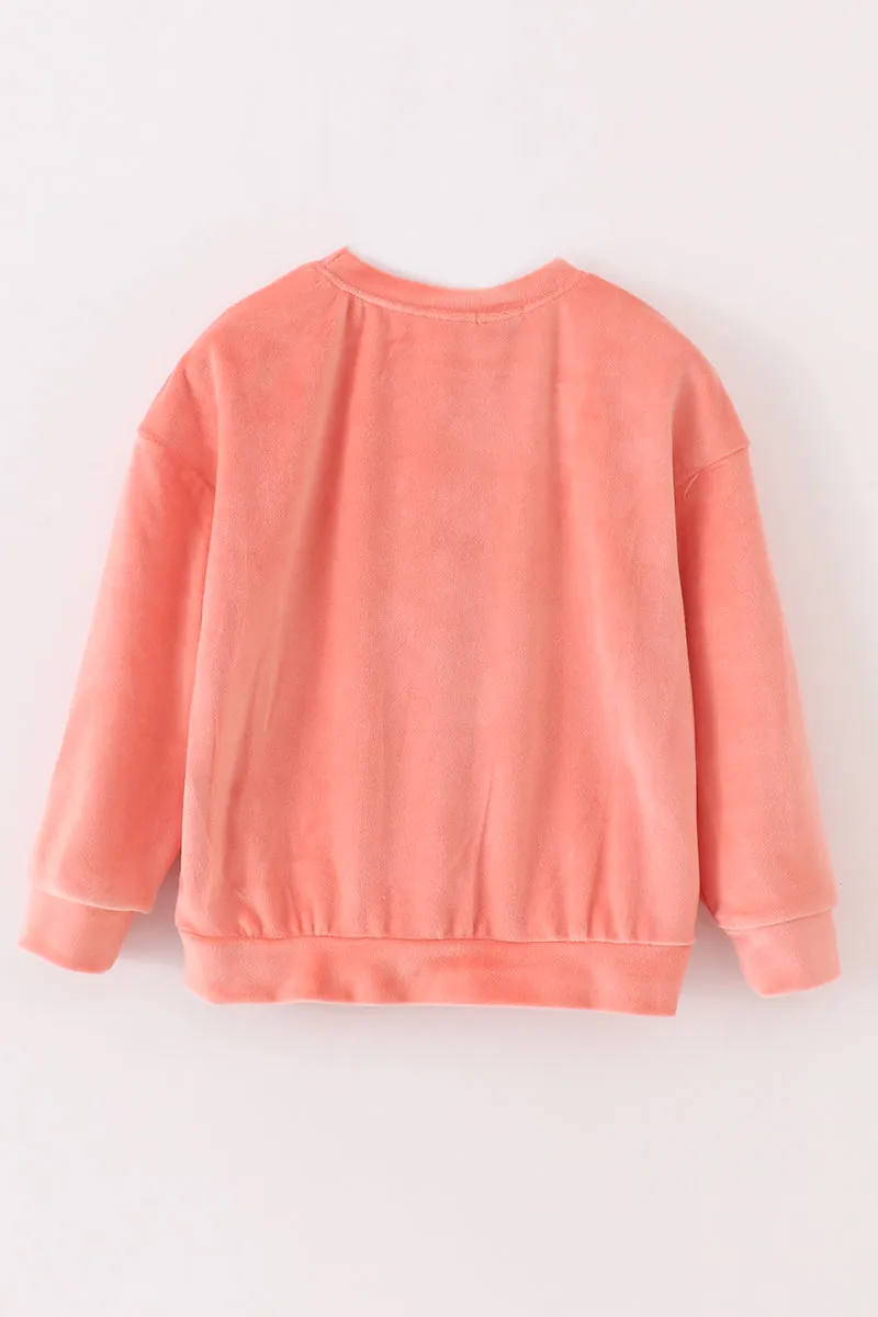 Pink Velvet Blessed Embroidery Mom&me Sweatshirt