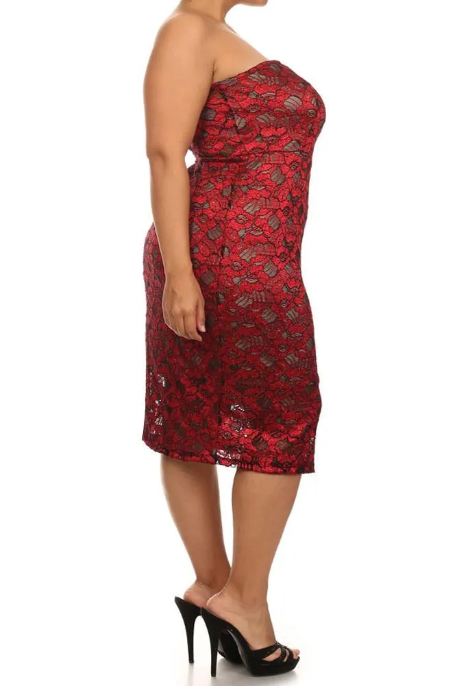 Plus Size Sparkling Flower Plunging Dress