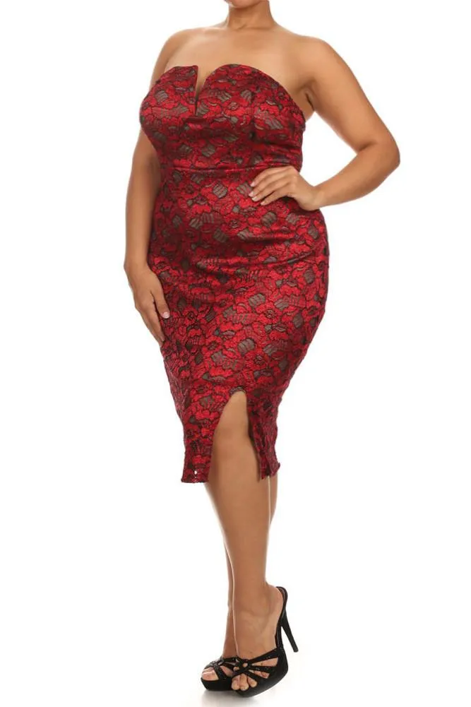 Plus Size Sparkling Flower Plunging Dress