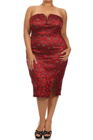 Plus Size Sparkling Flower Plunging Dress