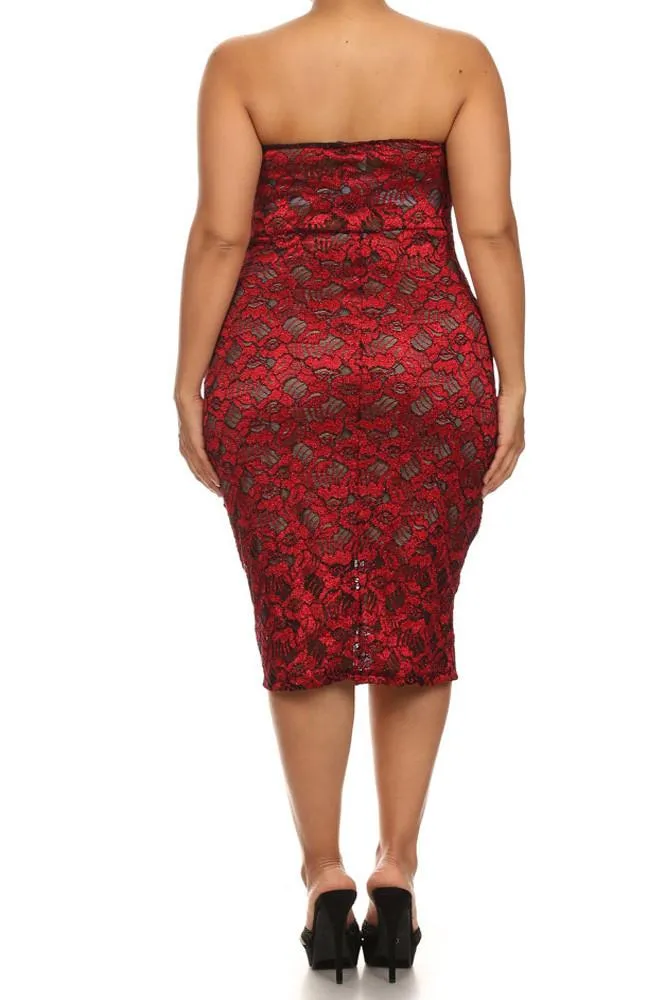 Plus Size Sparkling Flower Plunging Dress