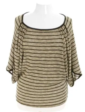 Plus Size Sparkling Gold Stripe Layered Blouse