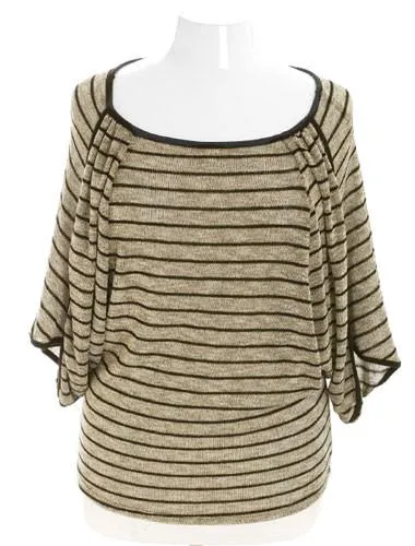 Plus Size Sparkling Gold Stripe Layered Blouse