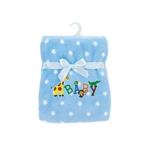 Plush Fleece Baby Blanket with Animals Assorted Colors 40" long