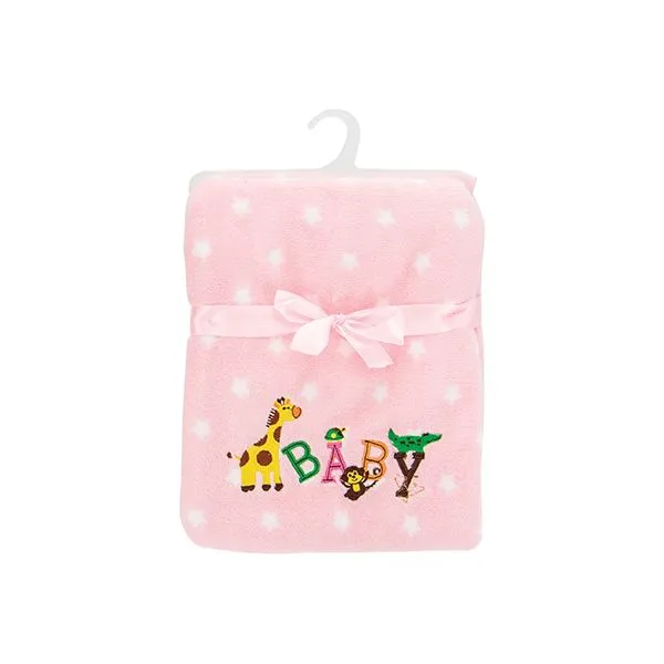 Plush Fleece Baby Blanket with Animals Assorted Colors 40" long