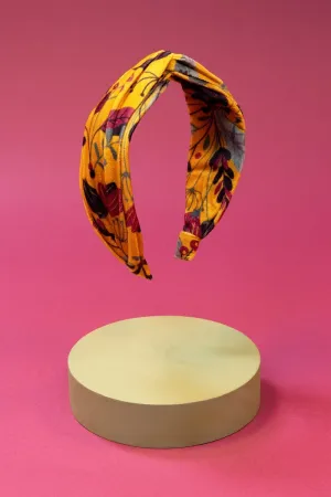 Powder Printed Velvet Mustard Headband