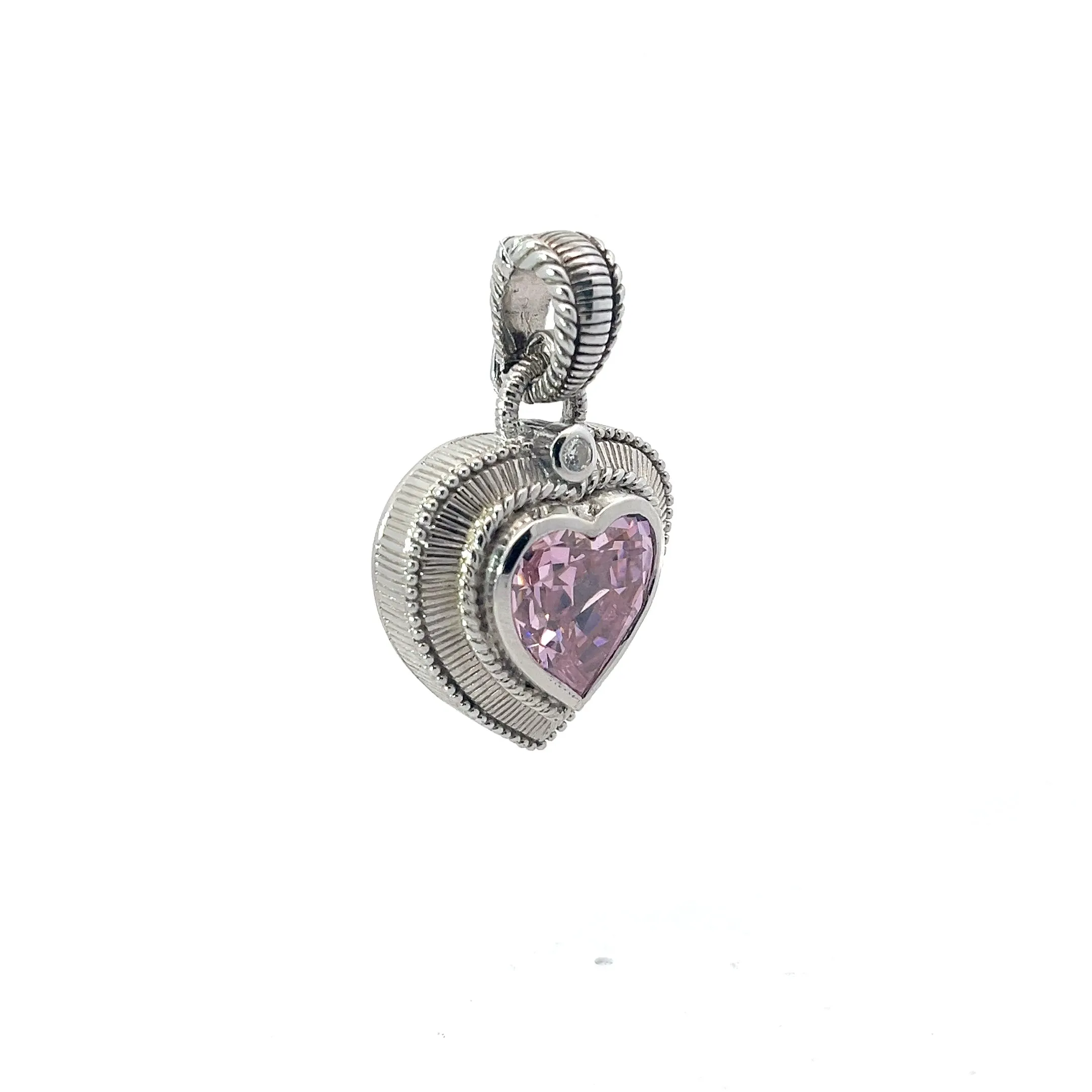 Pre-Owned Judith Ripka 925 Cz and Pink Diamonique Heart Enhancer Pendant