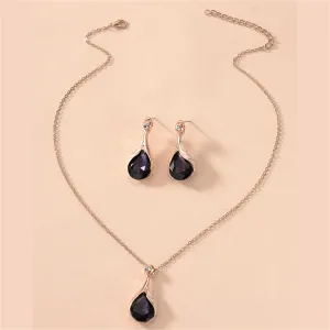 Purple Crystal & 18K Rose Gold-Plated Teardrop Earrings & Pendant Necklace