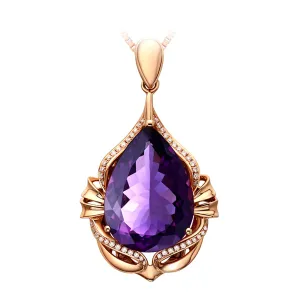 Purple Crystal & Cubic Zirconia 18K Rose Gold-Plated Pendant Necklace