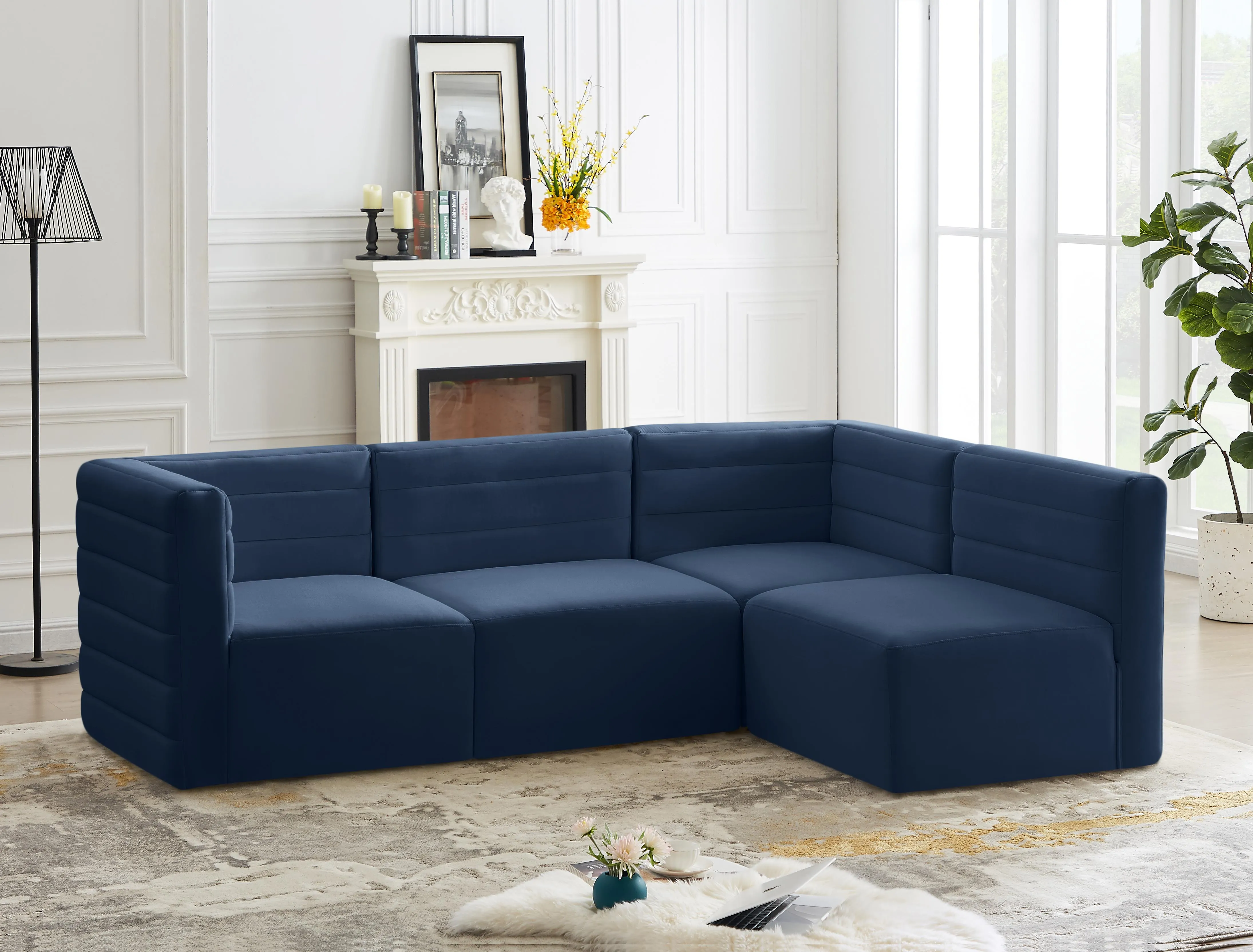 Quincy Navy Velvet Modular Sectional