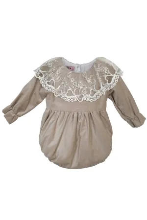 "Vera" Stone Velvet Lace Romper