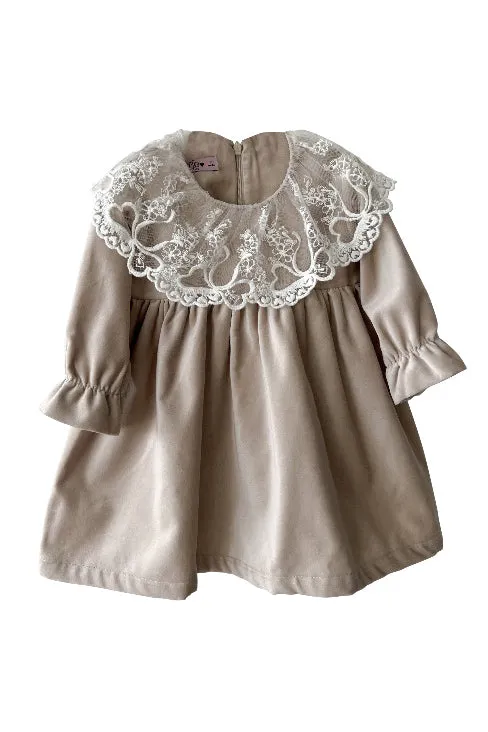"Viola" Stone Velvet Lace Dress