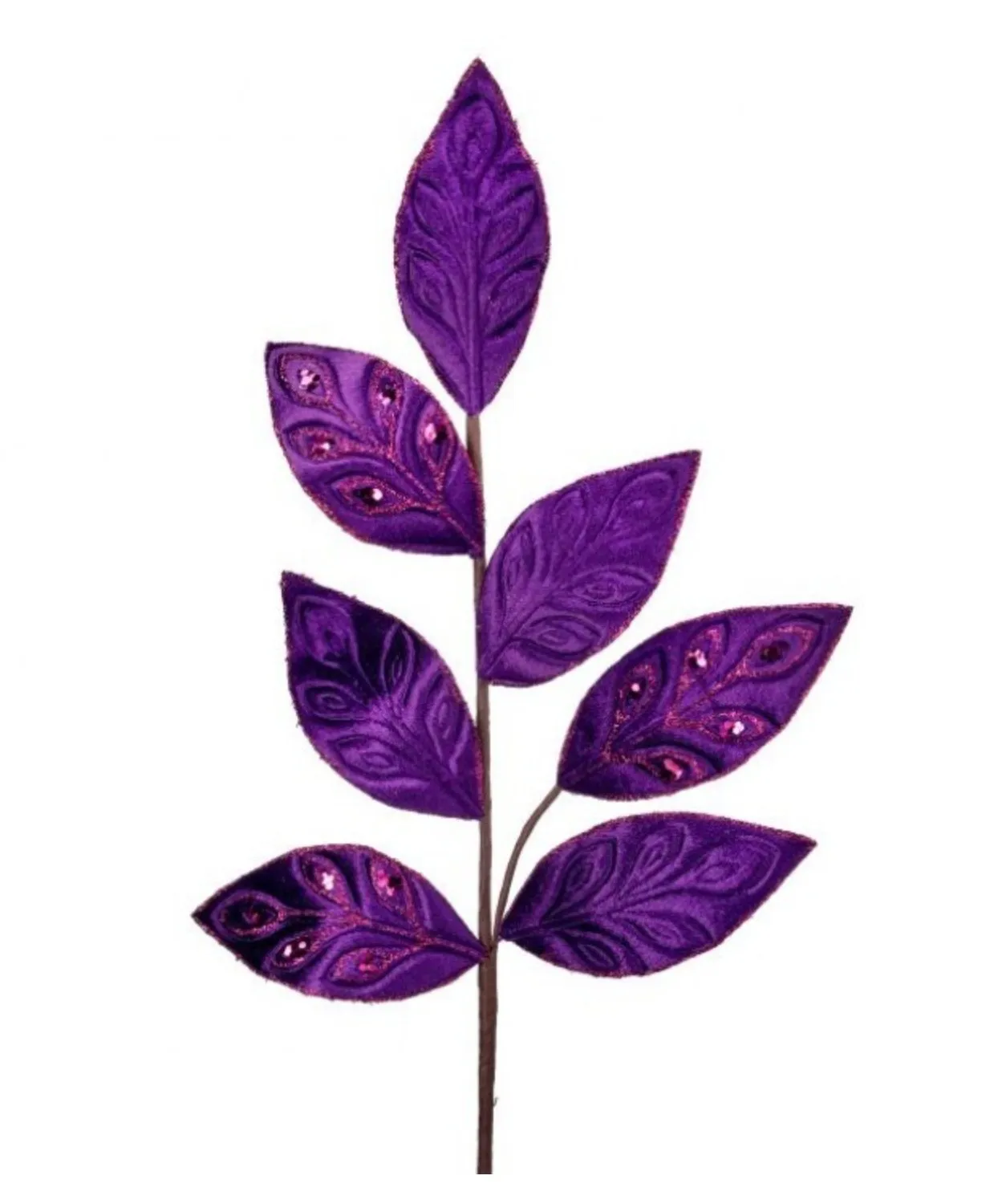 Regency 24" Velvet Leaf Spray w/ Jewels: Purple - MTX70428